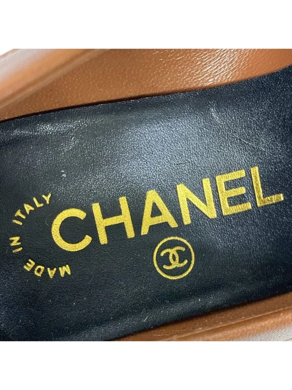 Chanel Loafers 36 C Quilted Brown Gold CC Logo